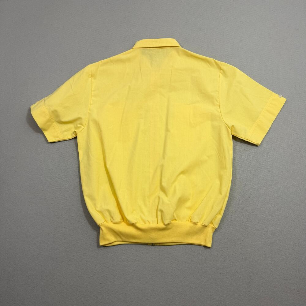 Vintage John Blair Full Zip Polo Shirt Men's Medium Yellow 90s Preppy Rockabilly - Picture 5 of 7